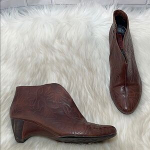 Pikolinos Olmo Brown Quilted Leather Booties Sz 39